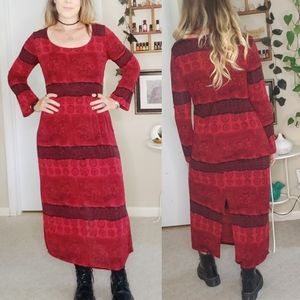 SOLD Vintage 90s Witchy Red Bell Sleeve Maxi Dress